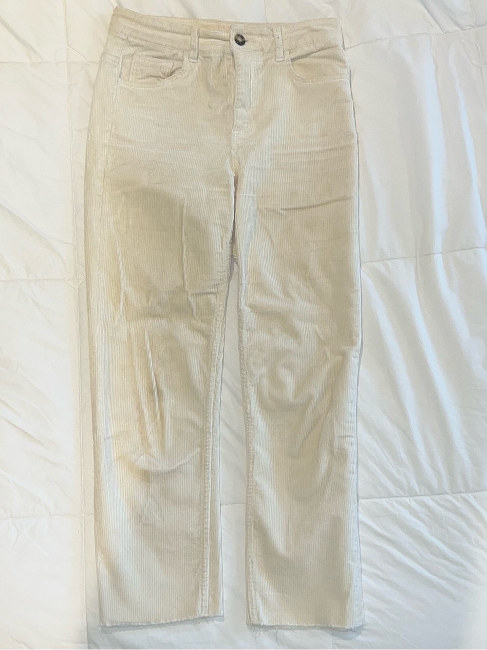 H&M Cream Straight-Leg Corduroy Jeans